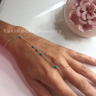 Tiny Turquoise Hand Chain