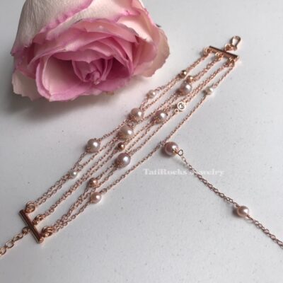 Blushing Pink Fresh Water Pearl Hand Chain