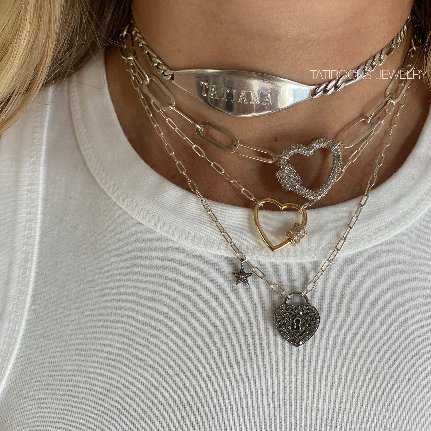 Messy Heart Lock Necklace
