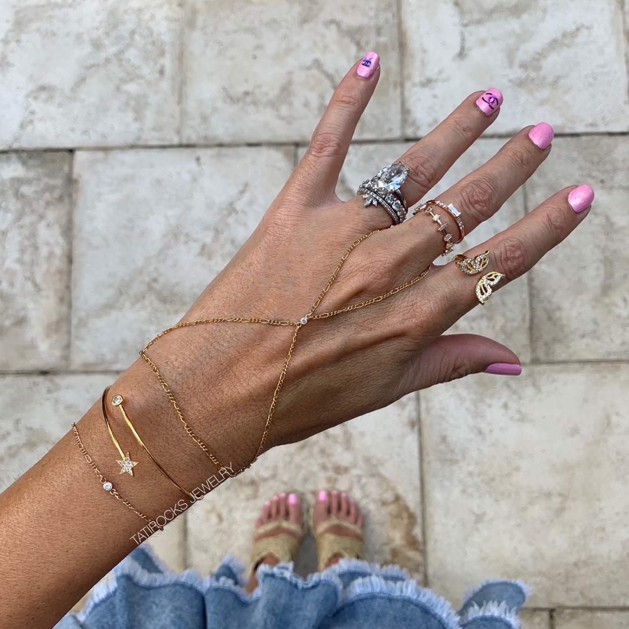 Sophia Gold Finger Bracelet | TatiRocks Jewelry