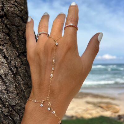 Paris Gold CZ Finger Bracelet